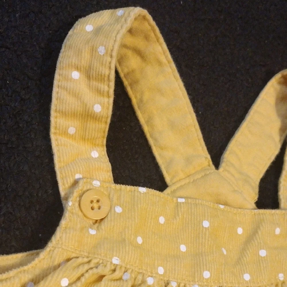 Yellow Polka Dot Cordoroy Dress with Owl Design - Picture 4 of 6